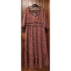 Bloomchic Maxi Dress Size 14-16 Boho Floral Empire Waist Flowy Cottagecore